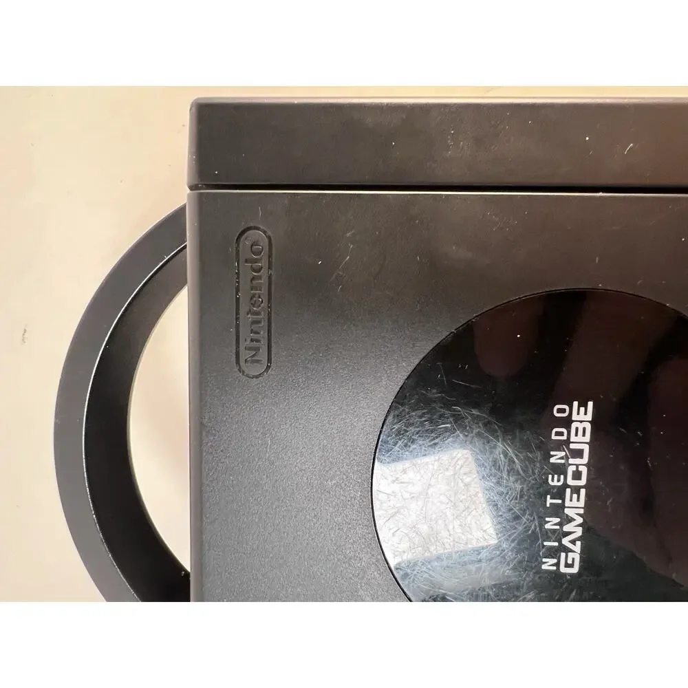GameCube Black Console (DOL-001) 1 OEM Controllers, Power Cord, AV Cable - EUC